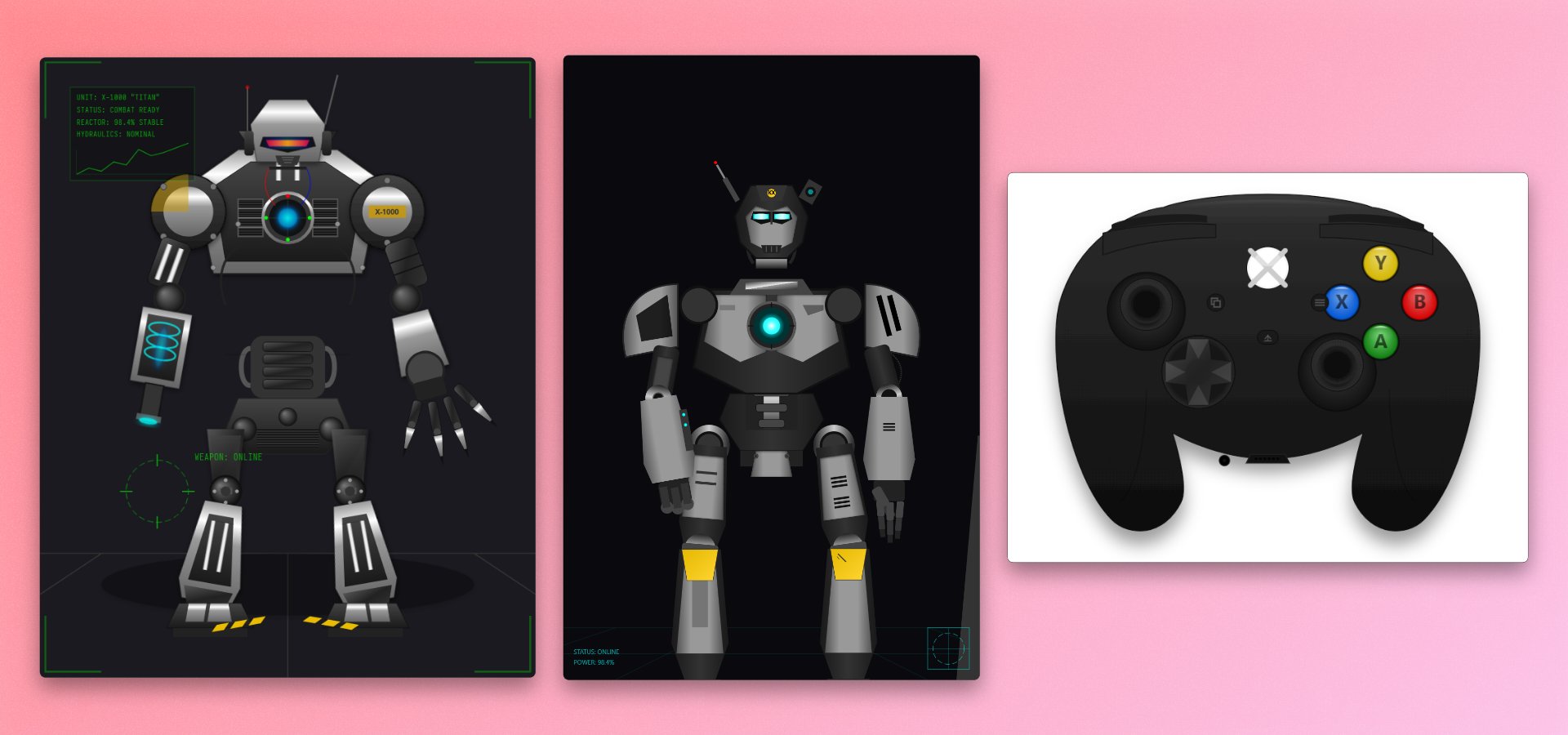 高达与手柄渲染示例